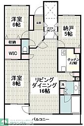 小田急小田原線 玉川学園前駅 徒歩7分の賃貸マンション 6階2SLDKの間取り
