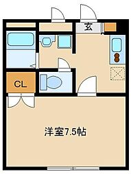 アンプルールブワＳＵＧＩ 2階1Kの間取り