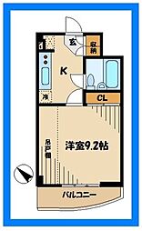 T’s　garden稲城 2階1Kの間取り