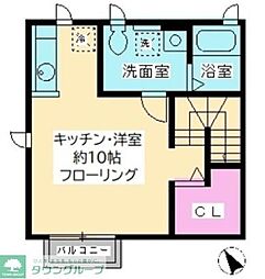 ウインドヒル玉川 2階1Kの間取り