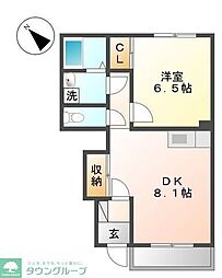 ランゲスレーベン　五月台 1階1DKの間取り
