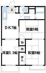 カーサ・ホワイトA 3DKの間取図画像