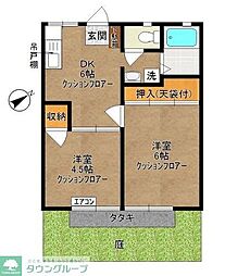 石井ハイツ 2DKの間取図画像