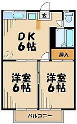エステート三田 2DKの間取図画像