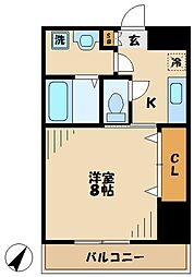グランメール 1Kの間取図画像