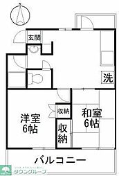 ヒルズ司2号館 2DKの間取図画像