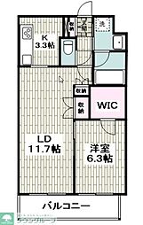 キュロコ玉川学園 1SLDKの間取図画像
