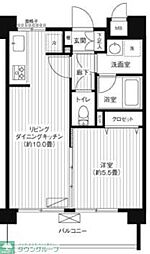 ブランネージュ多摩川 1LDKの間取図画像