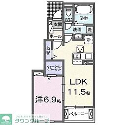 ヒカルサ加須 1階1LDKの間取り