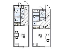 JR高崎線 熊谷駅 徒歩29分の賃貸アパート 1階1Kの間取り