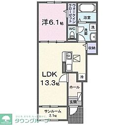 ラ・トゥール青山　II 1階1LDKの間取り