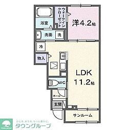 カーロ・ファミリア 1階1LDKの間取り