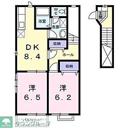 フリーデン末広　Ｂ 2階2DKの間取り