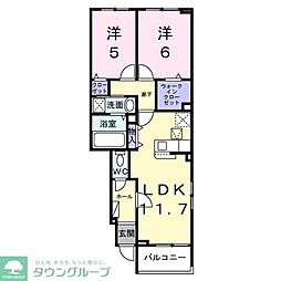 アクア　Ａ 1階2LDKの間取り