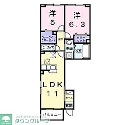 アクア　Ａ 1階2LDKの間取り