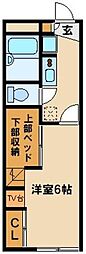 レオパレス和26230 1階1Kの間取り