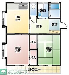 ブルーアイ・羽尾 2DKの間取図画像