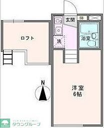 ジュネパレス門井2B ワンルームの間取図画像