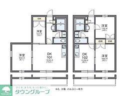 レオパレス嵐山 2DKの間取図画像