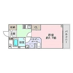 シュライン 1Kの間取図画像