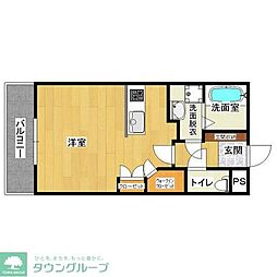 グランエスポワル ワンルームの間取図画像