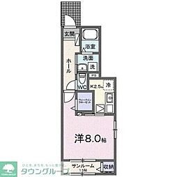 アルドーレII 1Kの間取図画像