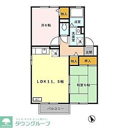 ラフィーネ安野B 2LDKの間取図画像