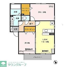 リビングタウン上野台D 2LDKの間取図画像