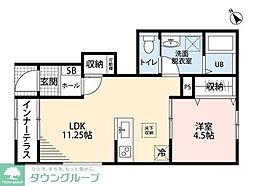 久喜市青葉4丁目アパート 1LDKの間取図画像