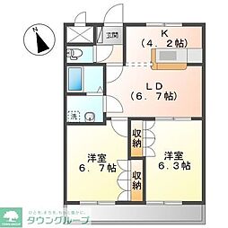 プラネット 2LDKの間取図画像