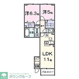 プラシードII 2LDKの間取図画像