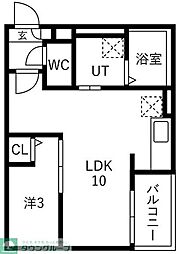 東松山市幸町アパート 1LDKの間取図画像