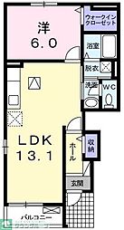 リジェルB 1LDKの間取図画像