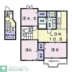 アンソレイエB 3LDKの間取図画像
