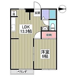 エリナハイムNo.2 1LDKの間取図画像