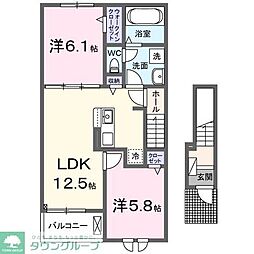 カーサ ピァッツァ 寄居 C 2LDKの間取図画像