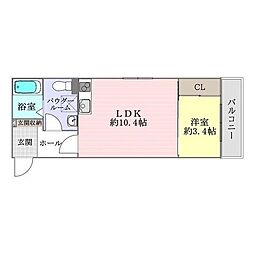 シュライン 1Kの間取図画像