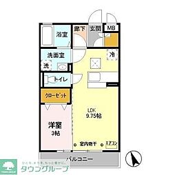 メゾングリーンヒル 1LDKの間取図画像
