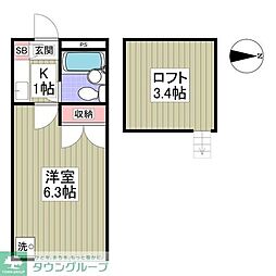 ガザニア 1Kの間取図画像