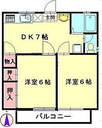 メゾンオーレ 2DKの間取図画像