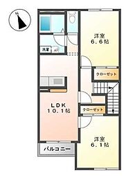 トレヴィ 2LDKの間取図画像