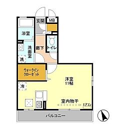メゾングリーンヒル ワンルームの間取図画像