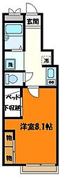 レオパレスHSIRIVER2 1Kの間取図画像
