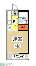 パークサイドB 1Kの間取図画像