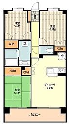 サンクレイドル八王子ウィル・フェール 2LDKの間取図画像