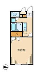 アモーレユギ 1Kの間取図画像