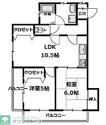 木下マンション 2LDKの間取図画像