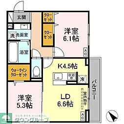 エリオント共和 2LDKの間取図画像