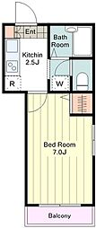 プラウディア ワンルームの間取図画像