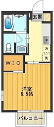 エムズコートB 1Kの間取図画像
